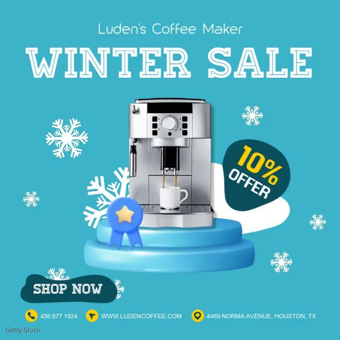 Winter Coffee Machine Sale Slideshow Post Quadrado (1:1) template