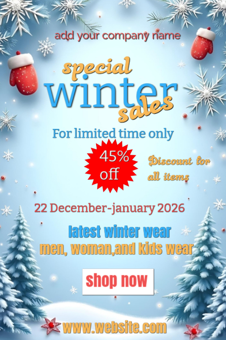 Winter fashion sales poster Pinterest-afbeelding template
