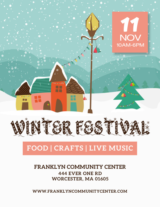 Winter Festival Flyer Template Løbeseddel (US Letter)