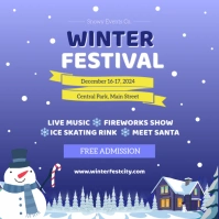 Winter Festival Snow Purple Instagram Post template