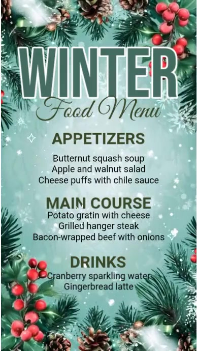 Winter Food Menu Instagram Reel Template | PosterMyWall