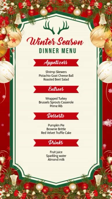 Winter Food Menu Digital Display Template | PosterMyWall