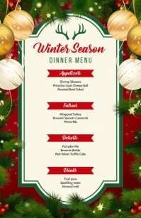 Winter Food Menu Template Half Page Wide