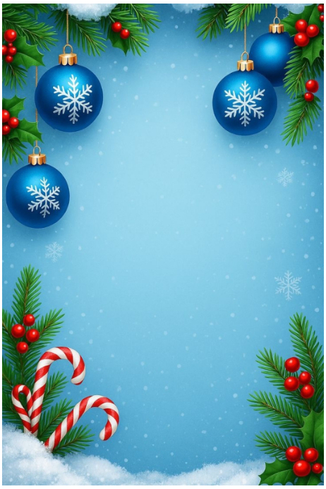 Winter holiday frame with blue ornament Template | PosterMyWall