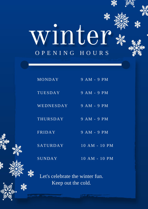 Winter Hours Design Template