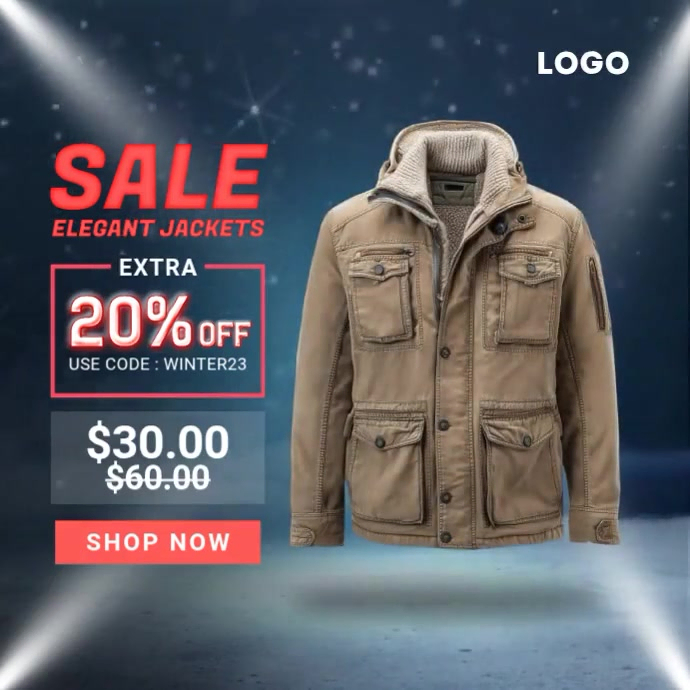 Winter Jackets Sale Ad Post Template | PosterMyWall