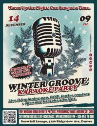Winter Karaoke Party Grunge Retro Flyer Template