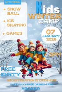 Winter kids camp flyer design Pinterest Graphic template