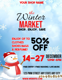 Winter market sale flyer template