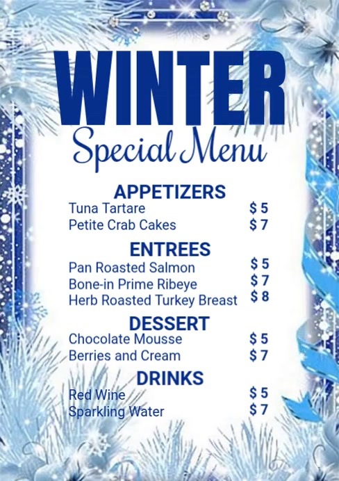Winter Menu Display Winter Menu Ads Template | PosterMyWall