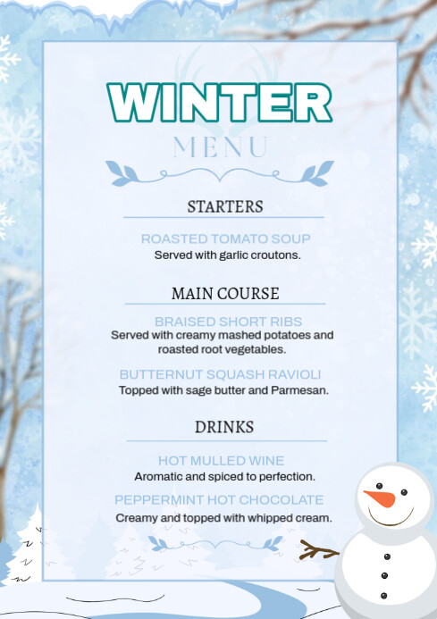 Winter menu A4 template