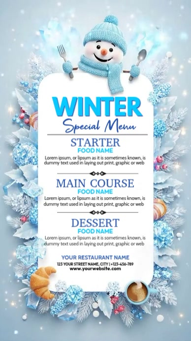Winter Menu Pattern winter menu Template | PosterMyWall