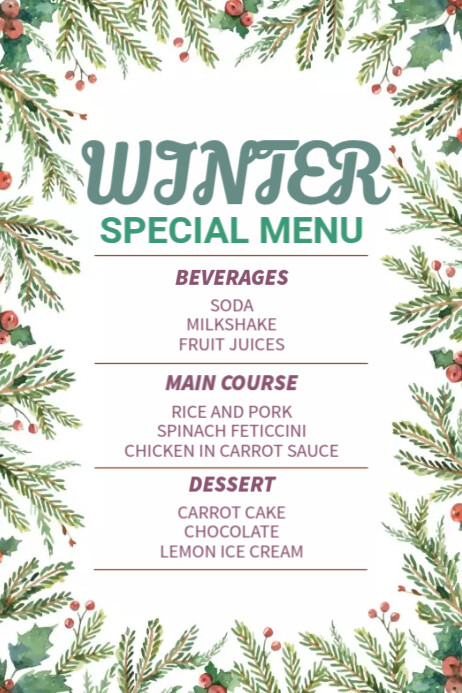 Winter Menu Design Template | PosterMyWall
