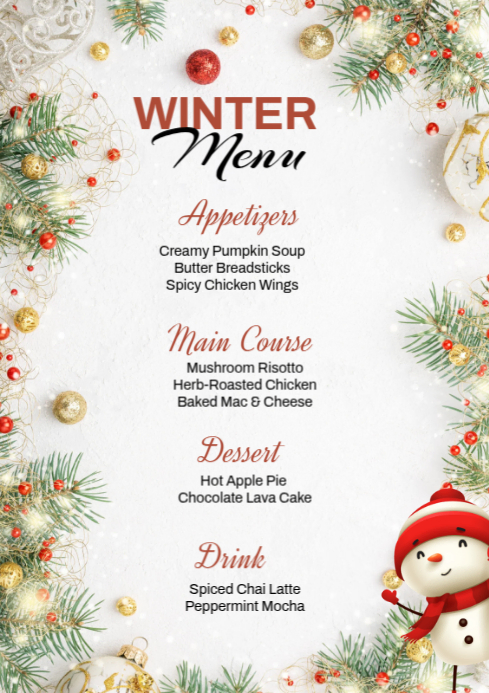 Winter Menu Pattern Winter menu Template | PosterMyWall