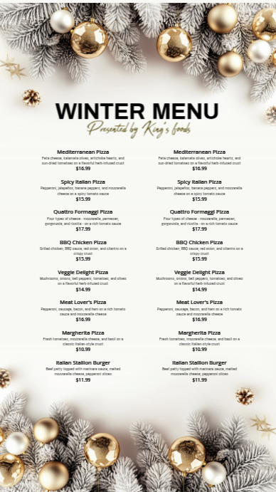 Winter Menu Display Copy of Winter menu | PosterMyWall