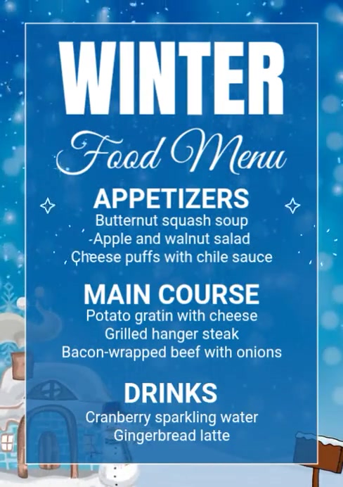 Winter Menu Examples Winter Menu Template | PosterMyWall