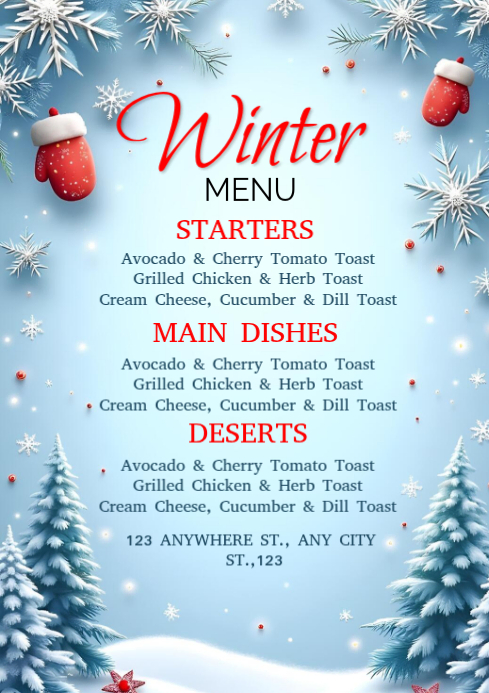 Winter menu poster a4 Template | PosterMyWall