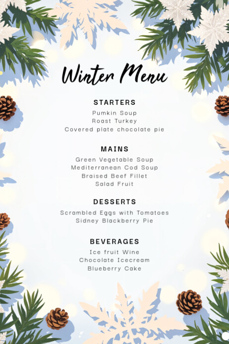 Winter Menu Template | PosterMyWall
