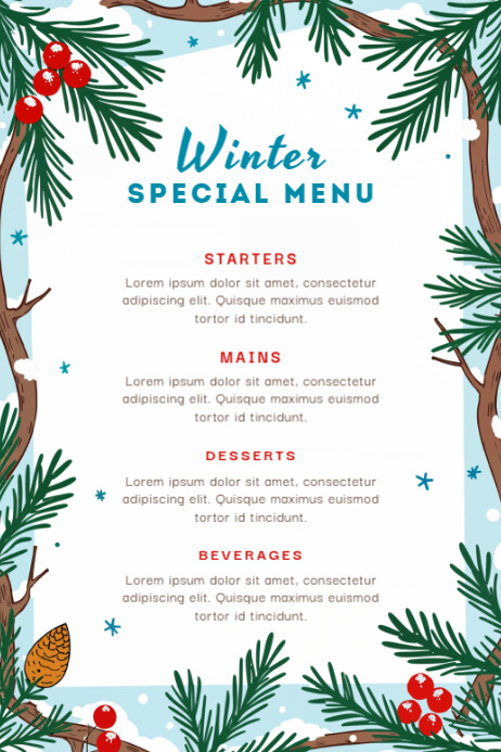 Winter Menu Template | PosterMyWall
