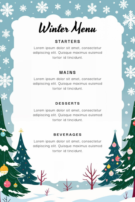 Winter Menu Pattern Winter Menu Template | PosterMyWall