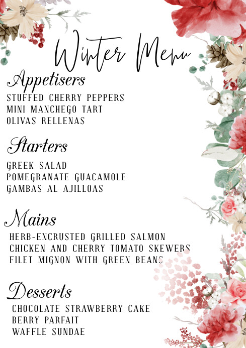 Winter Menu Template Free Download | PosterMyWall