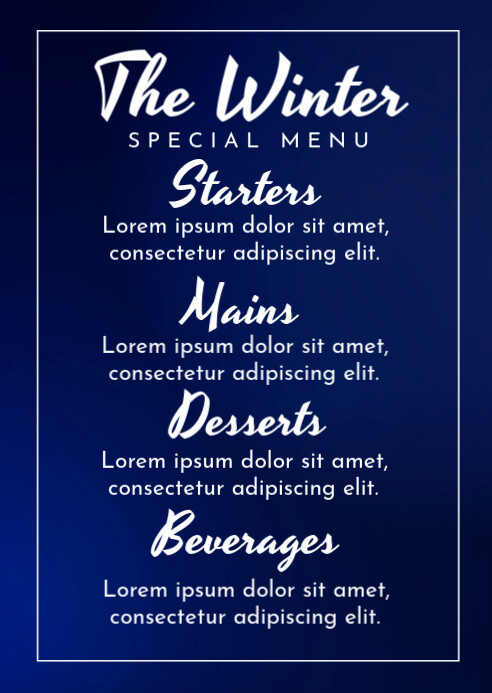 Winter Menu Templates A6