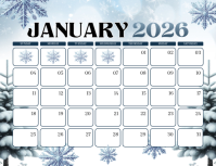 Winter Modern Calendar January 2026 Flyer (us Letter) Volante (Carta US) template