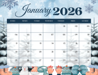 Winter Modern Calendar January 2026 Flyer (us Letter) template