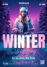 Winter Night Party Poster Flyer A4 template