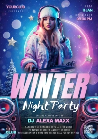 Winter Night Party Poster Flyer A4 template