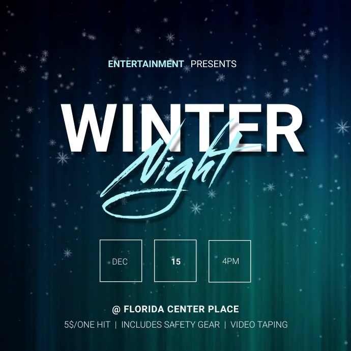 Winter night video ad template Quadrado (1:1)