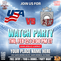 Winter Olympics Men’s Ice Hockey: United States vs Latvia – Watch Party Instagram Post template