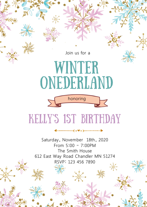 Winter Onederland Birthday Invitation Template Postermywall