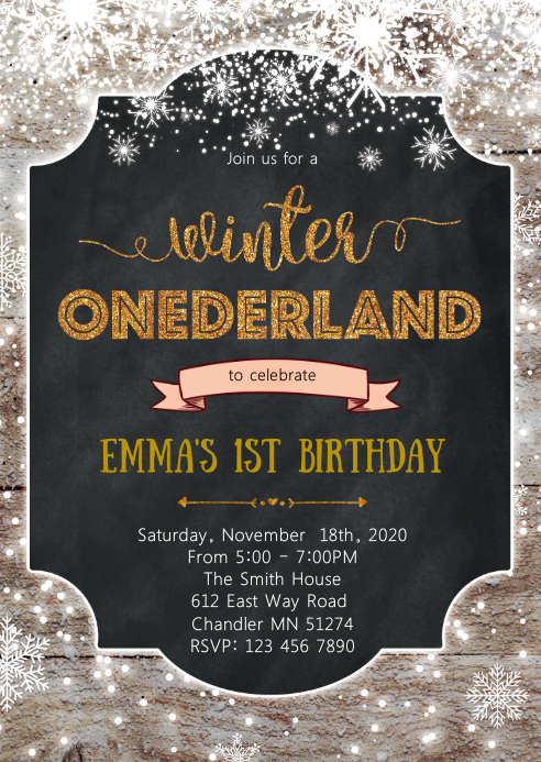 Winter Onederland Birthday Party Invitation Template Postermywall