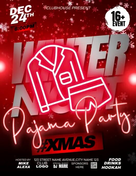 Winter Pajama Party Flyer (US Letter) template