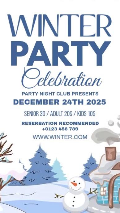 Winter Party Reel de Instagram template