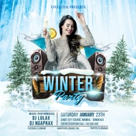 Winter Party Flyer / Poster Template Cuadrado (1:1)