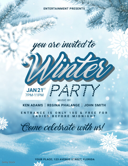 Winter Party Flyer Template Рекламная листовка (US Letter)