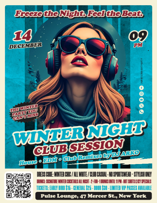 Winter Party Grunge Retro Flyer Template | PosterMyWall
