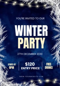 winter party invitation template A4