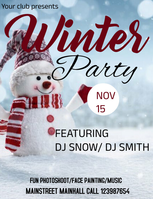 winter party poster Flyer (US Letter) template