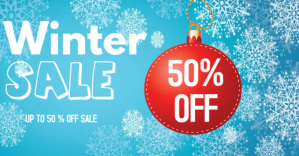 Winter sale fifty percent off lettering Imagem partilhada do Facebook template