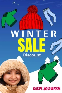 Winter sale flyer template Poster