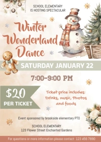 Winter School Dance Flyer Editable Template A6