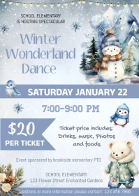 Winter School Dance Flyer Editable Template A6