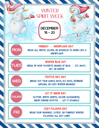 Winter School Spirit Week Flyer Ulotka (US Letter) template