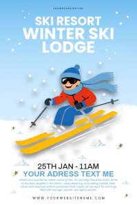 Winter ski resort poster template