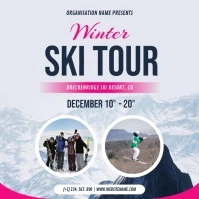 Winter Skiing Ad Square Video Quadrat (1:1) template
