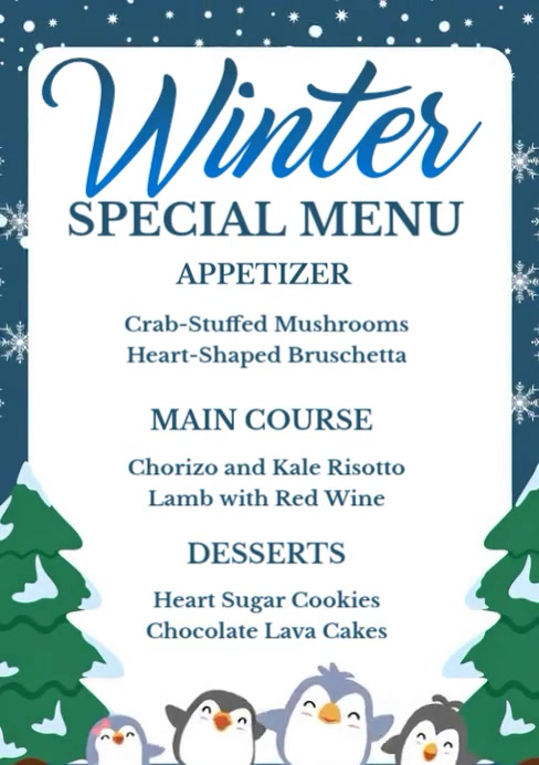 Winter Menu Display Copy of Winter Special Menu | PosterMyWall