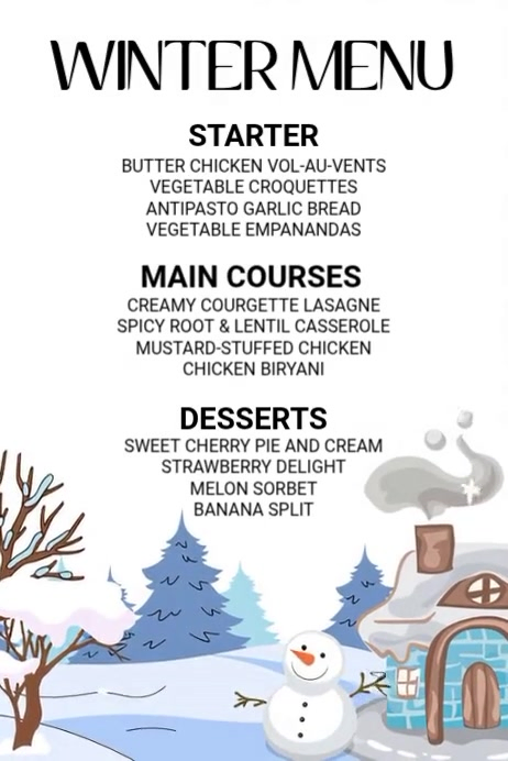 Winter Menu Display Winter Special Menu Template | PosterMyWall